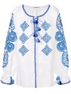 Vita Kin - Embroidered Tassel Top - Women - Linen/flax - One Size, White, Linen/flax