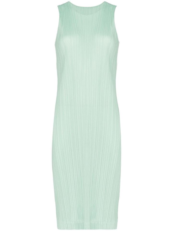 Pleats Please Issey Miyake Plissé Pleated Midi Dress - Green