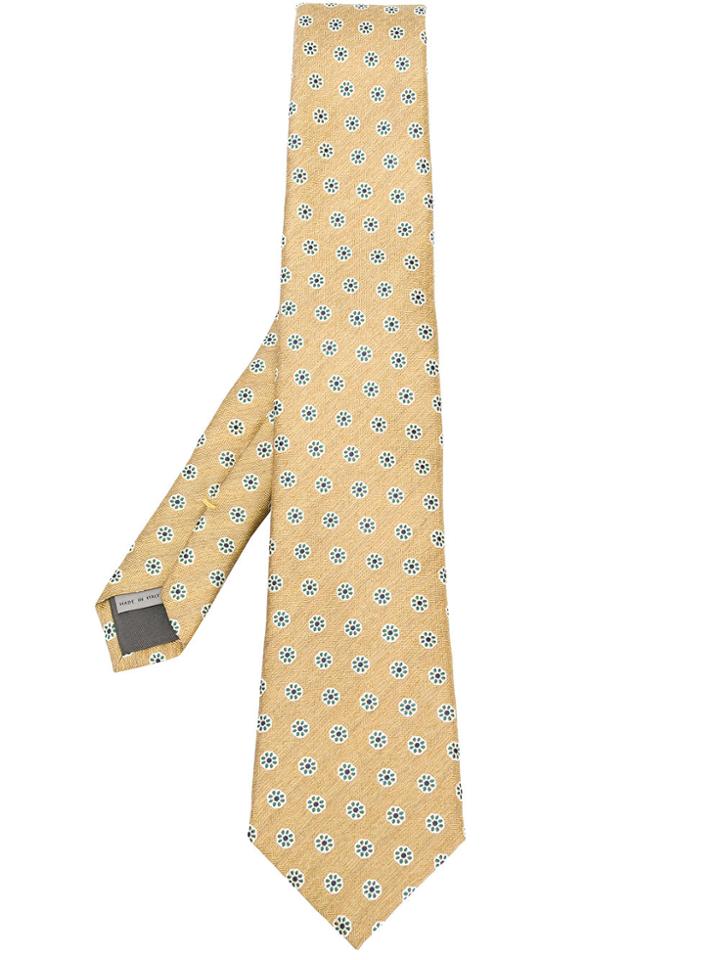 Canali Classic Print Tie - Yellow & Orange