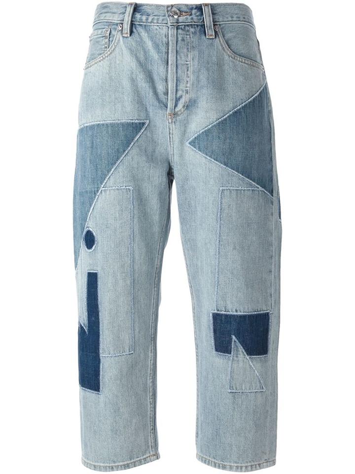 Marc By Marc Jacobs Patchwork Cropped Jeans, Women's, Size: 29, Blue, Cotton