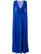 Marchesa Notte Georgette Cape Gown - Blue