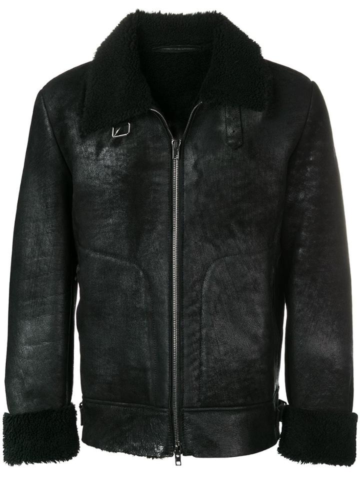 Salvatore Santoro Shearling Aviator Jacket - Black