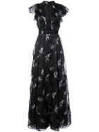 Christian Siriano Bird Embroidered Gown Dress - Black