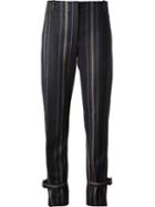 Adam Lippes Buckled Ankles Striped Slim Trousers