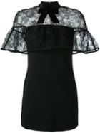 Self-portrait Velvet Bow Lace Cape Dress, Women's, Size: 10, Black, Polyester/polyamide/cotton