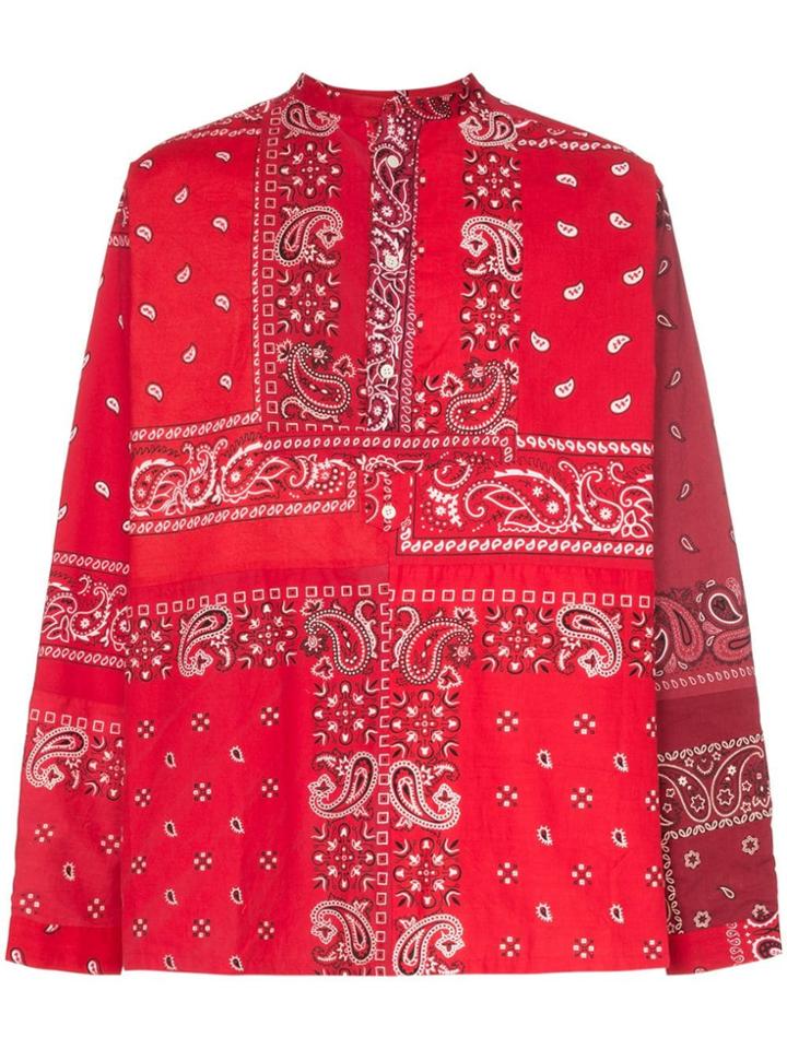 Children Of The Discordance Collarless Bandana Print Cotton Shirt -
