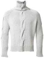 Fad Three Roll Neck Jumper, Men's, Grey, Wool
