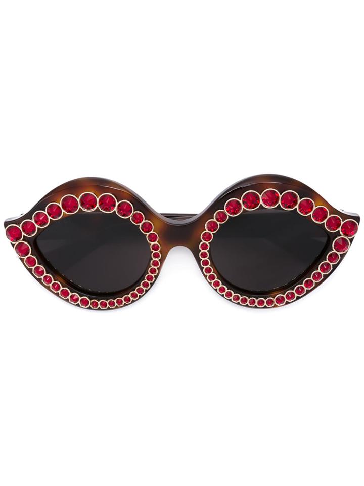 Gucci Eyewear Studded Cat Eye Sunglasses - Brown