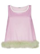 Miu Miu Feather Trim Tank Top - Pink
