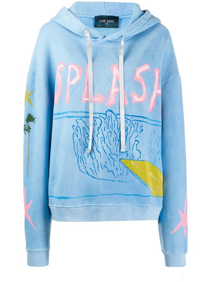 Lost Daze Splash Cloud Dye Hoodie - Blue