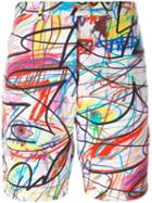 Jeremy Scott Scribbled Shorts, Women's, Size: 42, Cotton/other Fibres