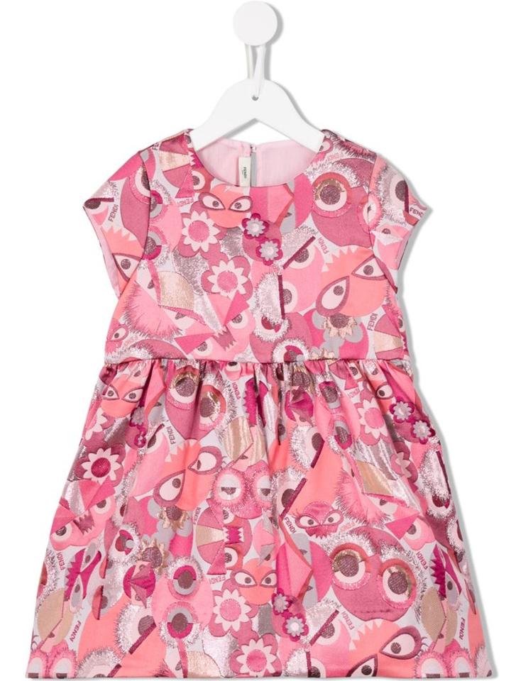 Fendi Kids Bag Bugs Jacquard Dress, Girl's, Size: 10 Yrs, Pink/purple