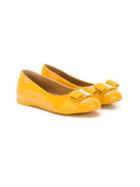 Salvatore Ferragamo Kids Vara Ballerinas, Girl's, Size: 31, Yellow/orange