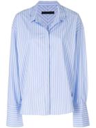 Juun.j Striped Oversized Cuff Shirt - Blue