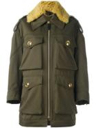 Burberry Runway Multiple Oversized Pockets Jacket, Women's, Size: 40, Green, Cotton/sheep Skin/shearling/viscose