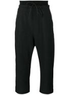 Isabel Benenato Drawstring Drop-crotch Cropped Trousers, Men's, Size: 50, Black, Linen/flax/viscose/spandex/elastane