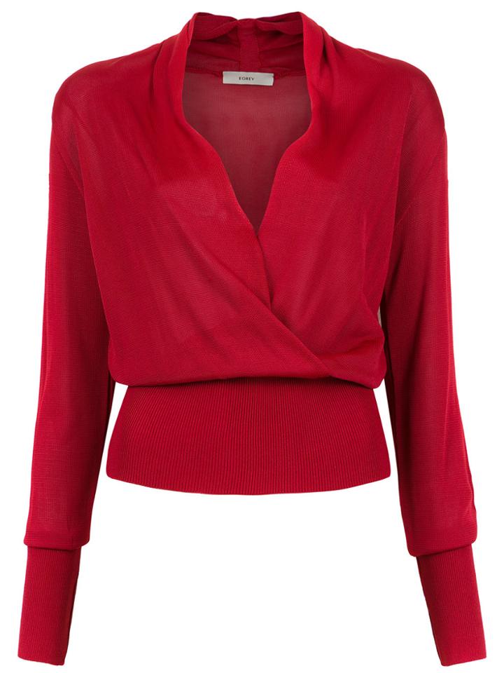 Egrey Wrap Knit Blouse - Red