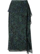 Jason Wu Draped Ruffle Skirt, Women's, Size: 6, Green, Silk
