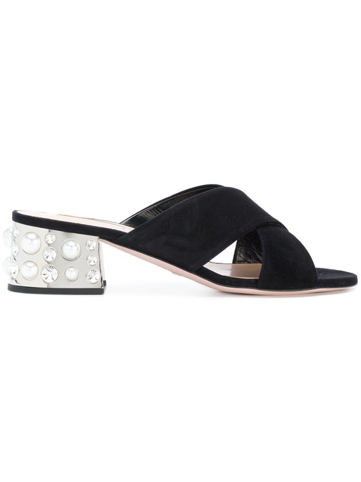 Sebastian Embellished Heel Sandals - Black