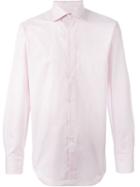 Canali Spread Collar Shirt, Men's, Size: 41, Pink/purple, Cotton