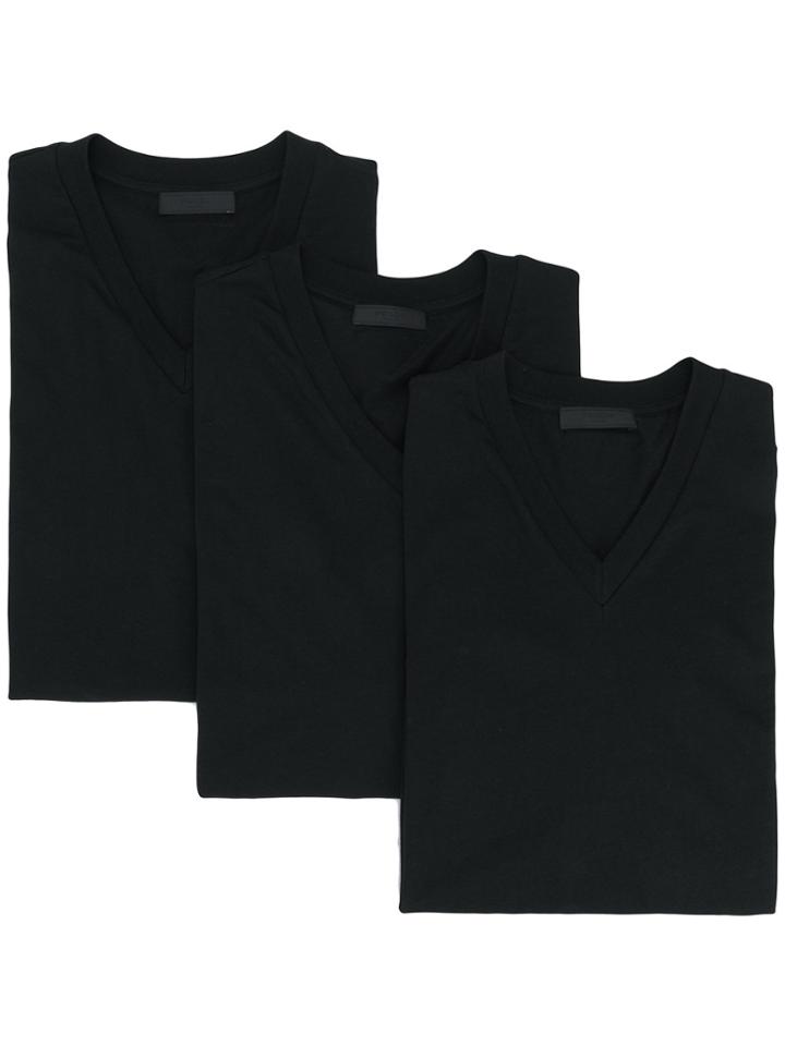 Prada Triple Pack V-neck T-shirts - Black