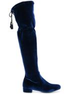Prada Over-the-knee Velvet Boots - Blue