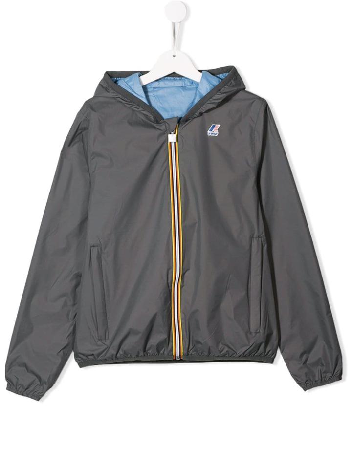 K Way Kids Teen Reversible Rain Jacket - Grey