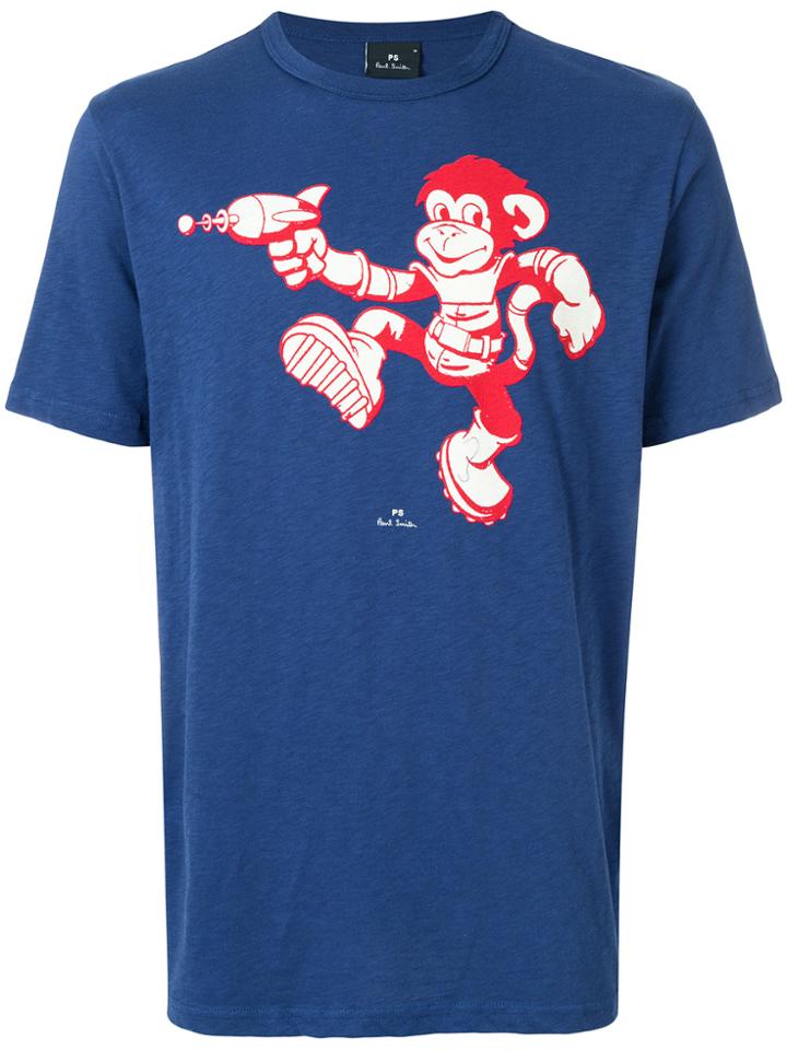 Ps By Paul Smith Monkey Print T-shirt - Blue