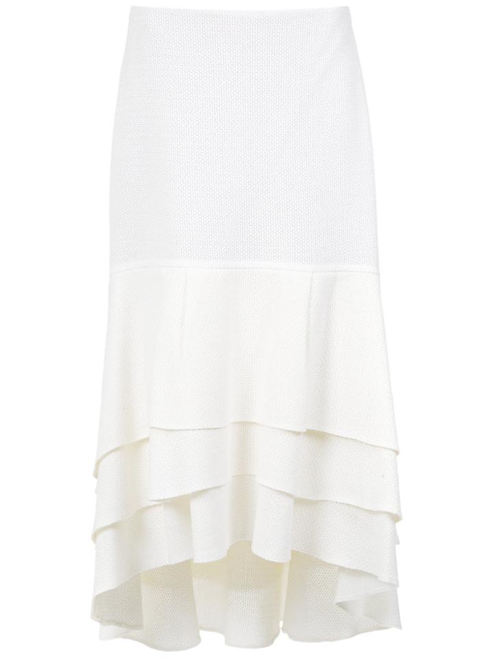 Olympiah Ruffled Midi Skirt - White