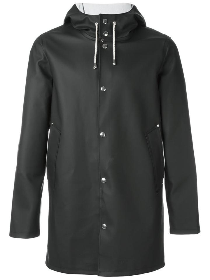 Stutterheim Hooded Raincoat, Adult Unisex, Size: Medium, Black, Pvc/cotton/polyester