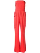 Elie Saab Zip Up Jumpsuit, Women's, Size: 38, Red, Spandex/elastane/acetate/viscose/polyester