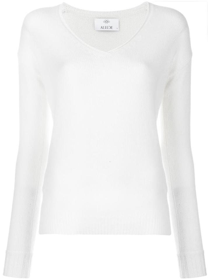 Allude V-neck Jumper, Women's, Size: Small, White, Cashmere