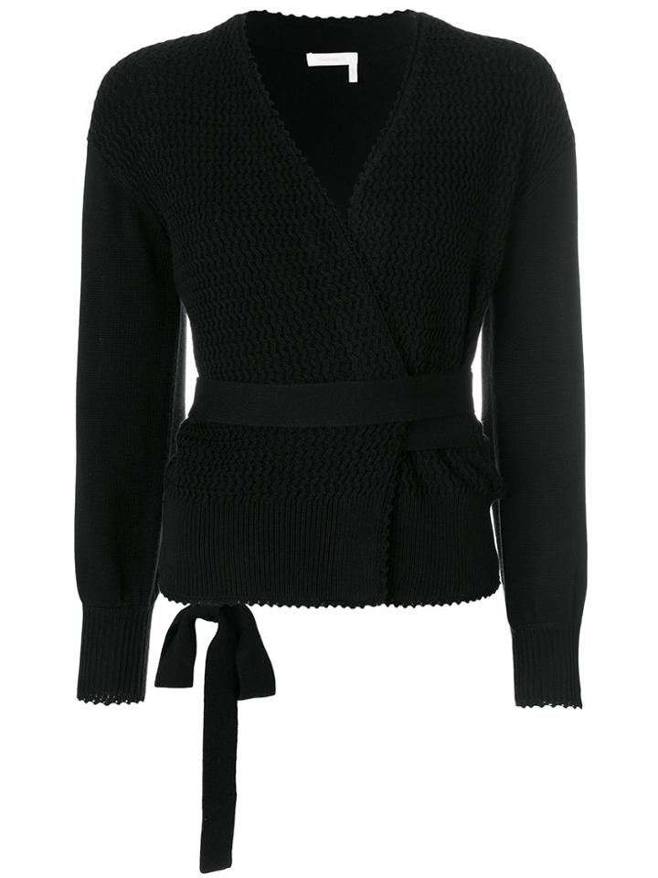See By Chloé Textured Wrap Cardigan - Black