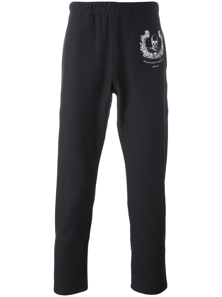 Alexander Mcqueen Skull Crest Track Pants, Men's, Size: Medium, Black, Cotton