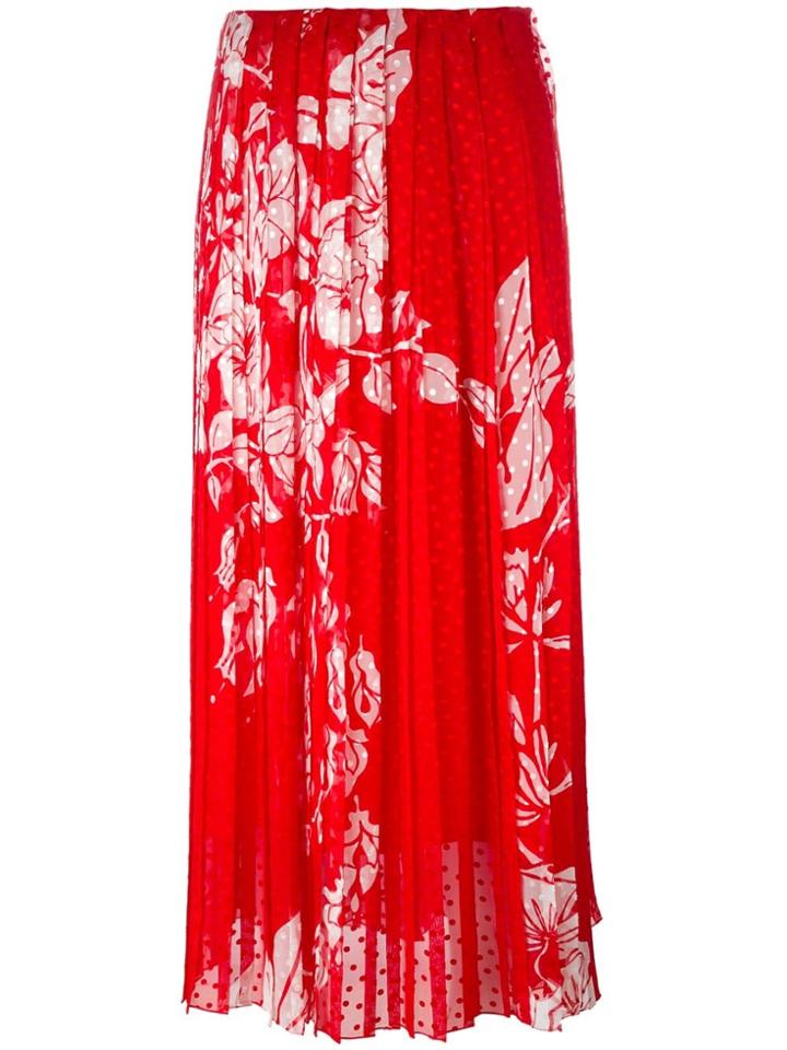 Fendi Printed Plumetis-chiffon Maxi Skirt - Red