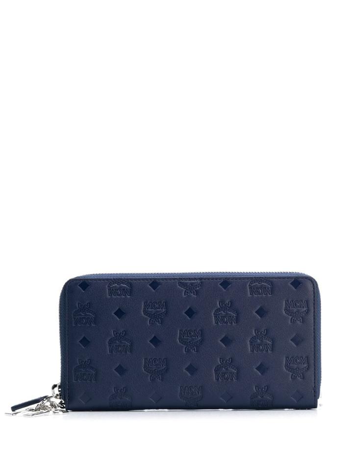 Mcm Embossed Monogram Purse - Blue