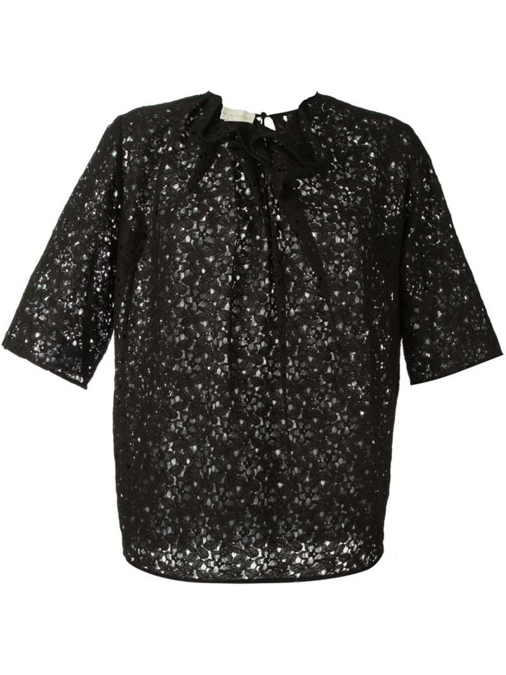 Stella Mccartney Floral Lace Effect Top, Women's, Size: 44, Black, Cotton/polyamide