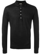 Massimo Alba - Long Sleeved Polo Shirt - Men - Linen/flax - M, Black, Linen/flax