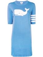 Thom Browne 4-bar Whale Icon Intarsia Minidress - Blue