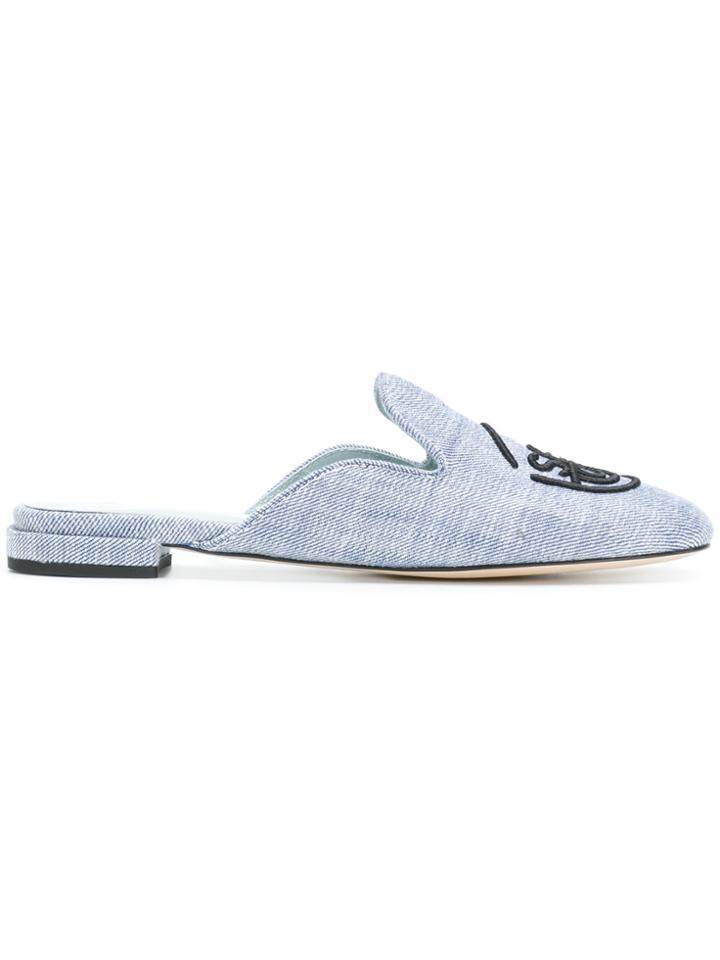 Chiara Ferragni Embroidered Mules - Blue