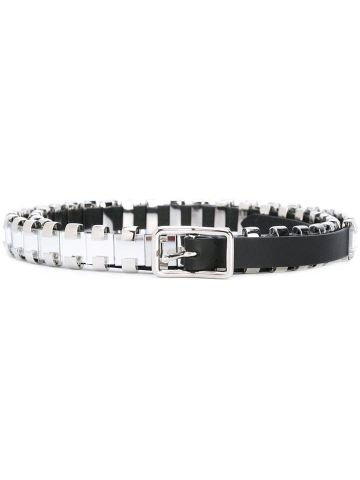 Dsquared2 Mirror Embellished Belt, Men's, Size: 100, Black, Leather