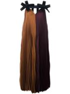 Roksanda Velvet Bow Pleated Dress, Women's, Size: 8, Pink/purple, Silk/cotton/polyester