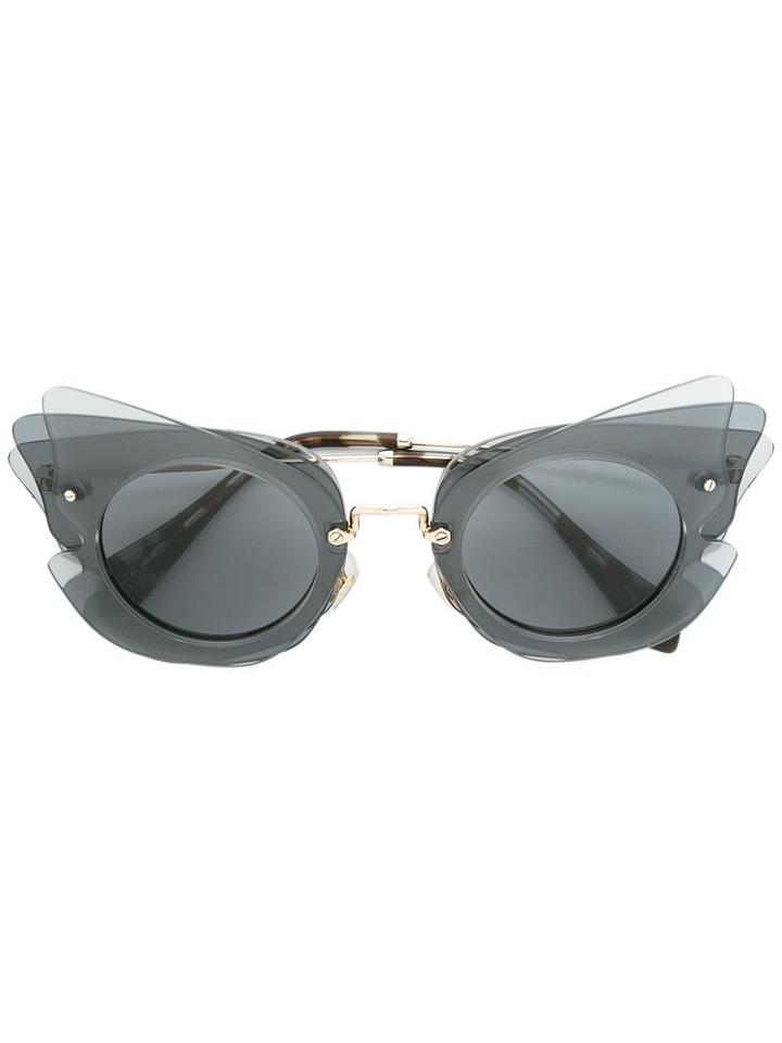 Miu Miu Eyewear - Oversized Sunglasses - Women - Acetate/metal - One Size, Black, Acetate/metal