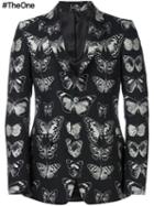 Alexander Mcqueen Butterfly Print Blazer, Men's, Size: 48, Black, Cotton/polyester/viscose/wool