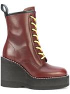 Sacai Chunky Wedge Heeled Boots - Red
