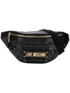 Love Moschino Quilted Faux Leather Belt Bag - Black