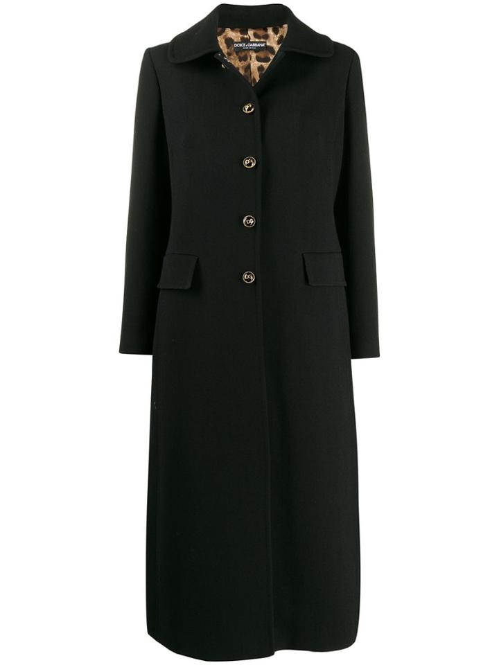 Dolce & Gabbana Single Breasted Midi Coat - Black
