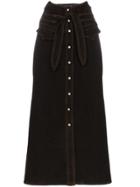 Nanushka Alma Tie Waist Mid Length Denim Skirt - Black