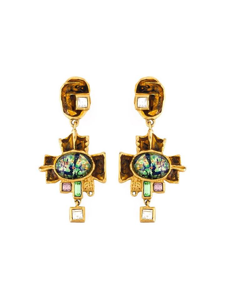 Christian Lacroix Vintage Large Cross Drop Earrings