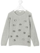 Il Gufo - Pom Embellished Jumper - Kids - Polyester/wool/metal - 5 Yrs, Grey